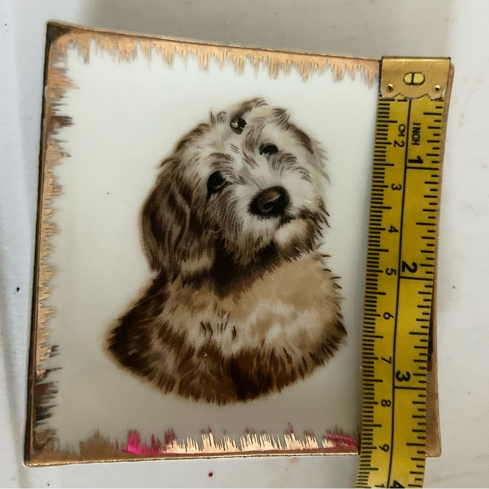 Vintage Made in Japan World Creations Orimco Miniature Schnauzer Gold trim plate - Picture 4 of 4